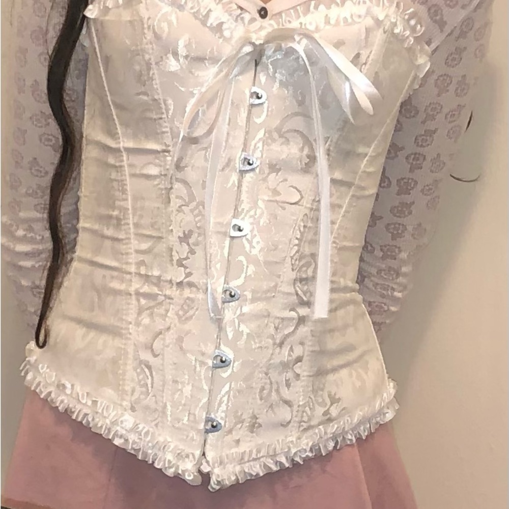 Elegant White Lace-Up Corset Top